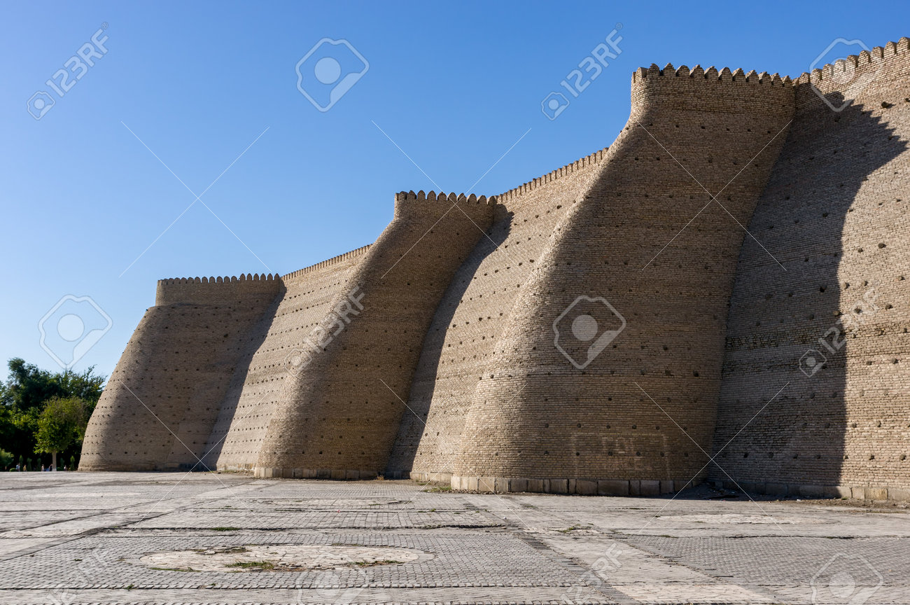Wall Of The Massive Ark Fortress Located In The City Of Bukhara Stock Photo Picture And Royalty Free Image Image 119401091