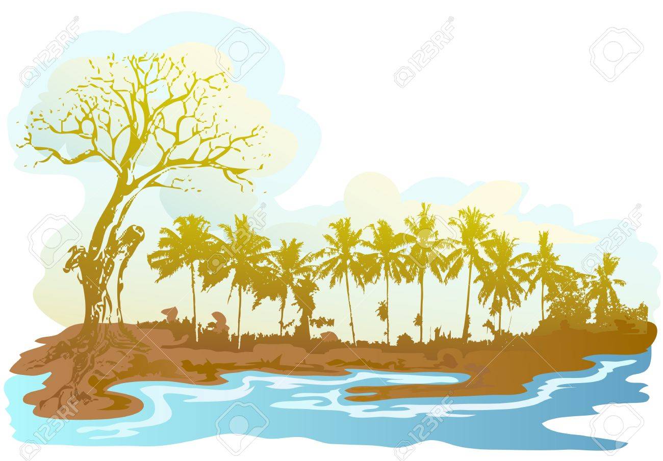 Dry Tree Over The Sea Royalty Free Cliparts Vectors And Stock Illustration Image