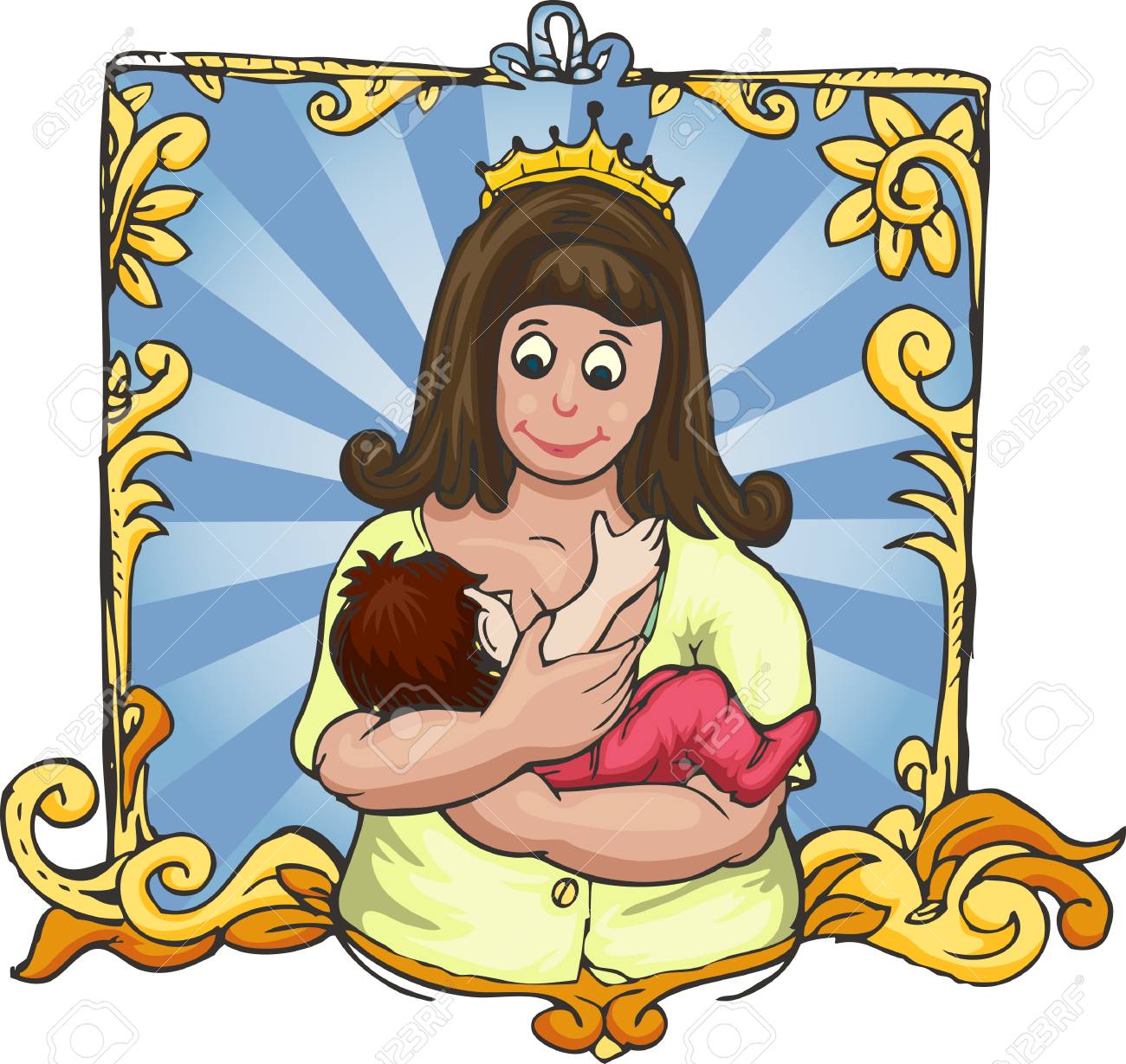 Pretty Mom Holding Her Baby Cartoon Hand Draw Illustration Royalty Free  SVG, Cliparts, Vectors, and Stock Illustration. Image 106795997., image size:1300x1229