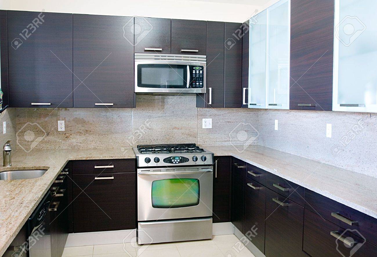 modern contemporary style kitchen with granite top stock photo modern contemporary style kitchen with granite top stock photo
