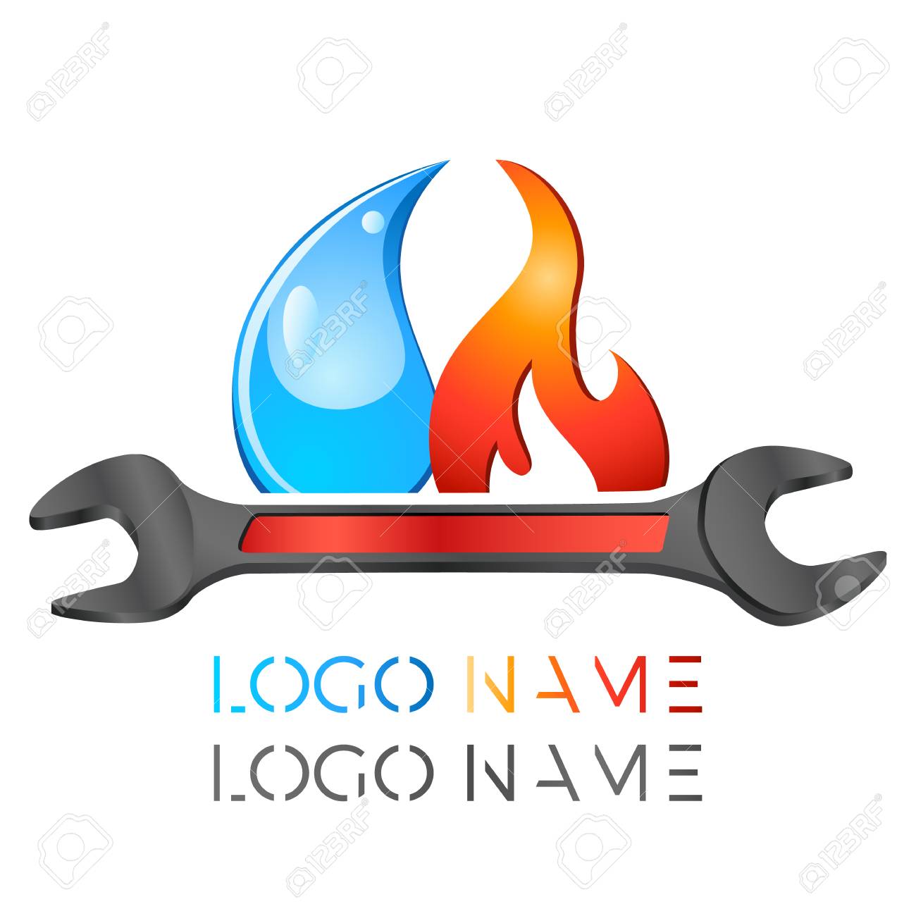 Plumbing Service - Logo Design - Wrench, Fire Flame, Water Drop Royalty  Free SVG, Cliparts, Vectors, and Stock Illustration. Image 126367305., image size:1300x1300