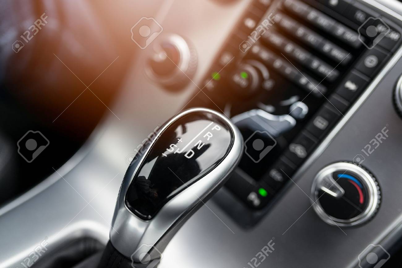 Close-up on automatic transmission lever in modern car - 82981136 Close-up on automatic transmission lever in modern car - 82981136