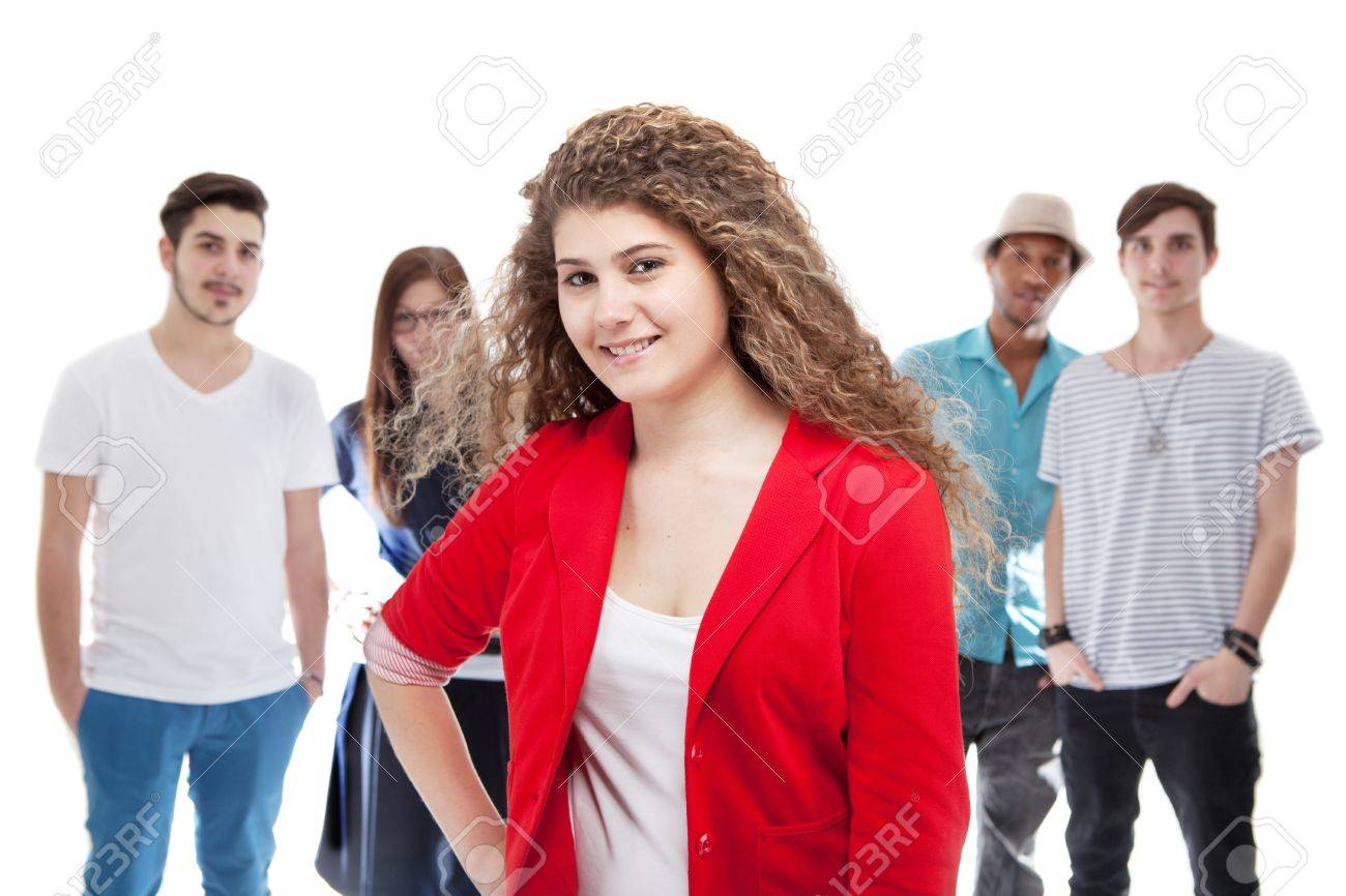 Group Of Young People With One Standing Out Of The Crowd. Focus On The  Person In Front. Stock Photo, Picture And Royalty Free Image. Image  14002719.