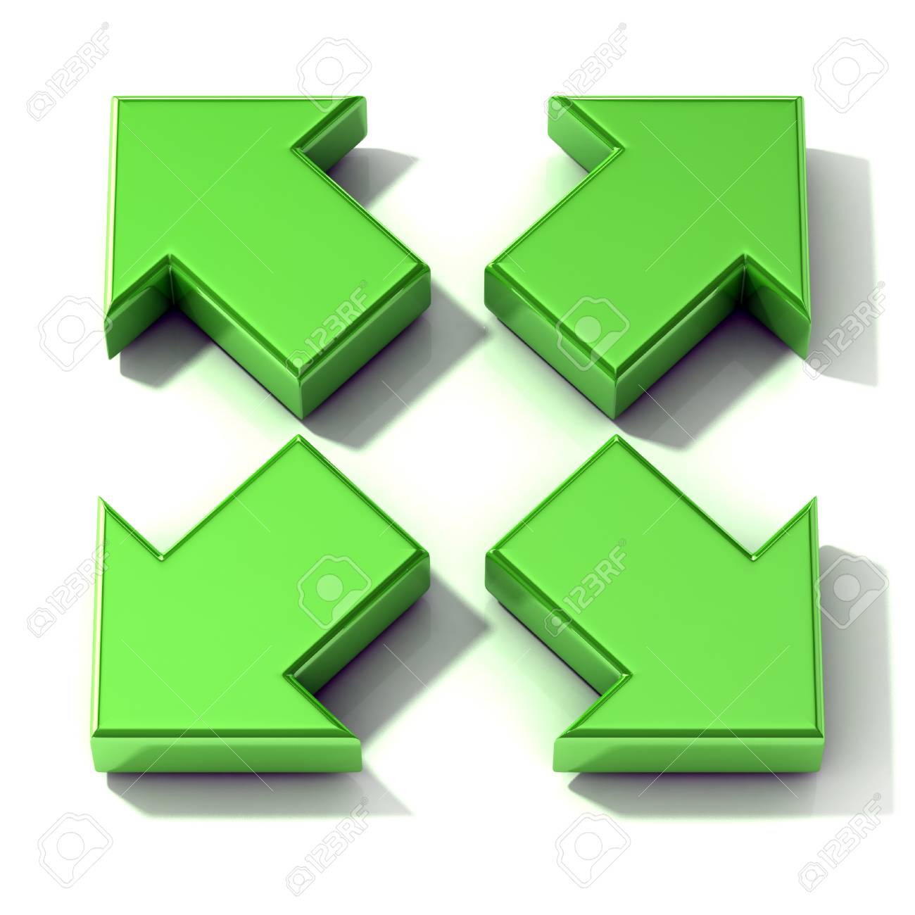 緑 3 D 矢印を拡大します 上部に分離の白い背景を表示します の写真素材 画像素材 Image