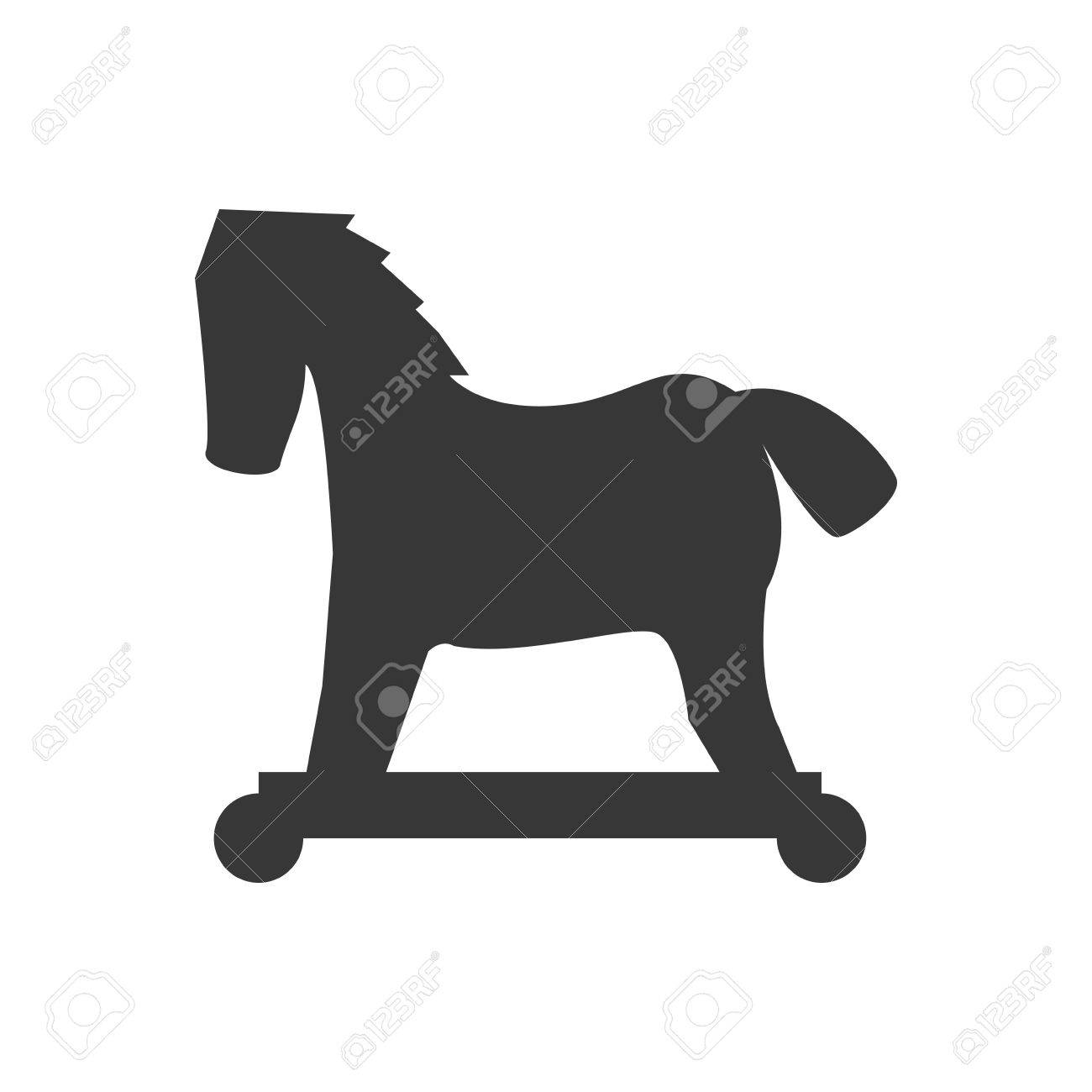 De Plana El Y Del Concepto Juguete Por Caballo Icono Representado MaderaIlustración iZXuPk