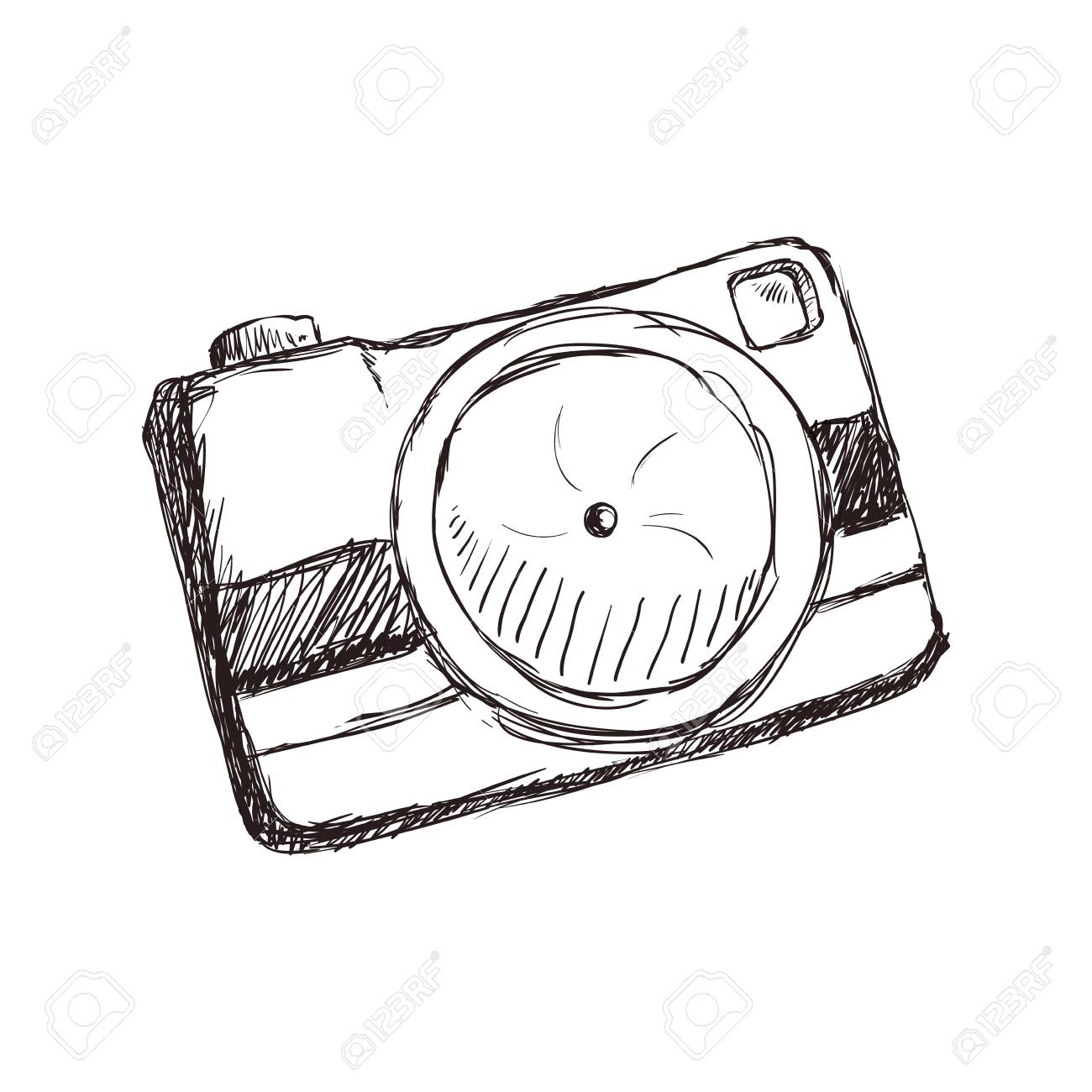 Camera Focus Gadget Technology Icon Isolated And Sketch Illustration