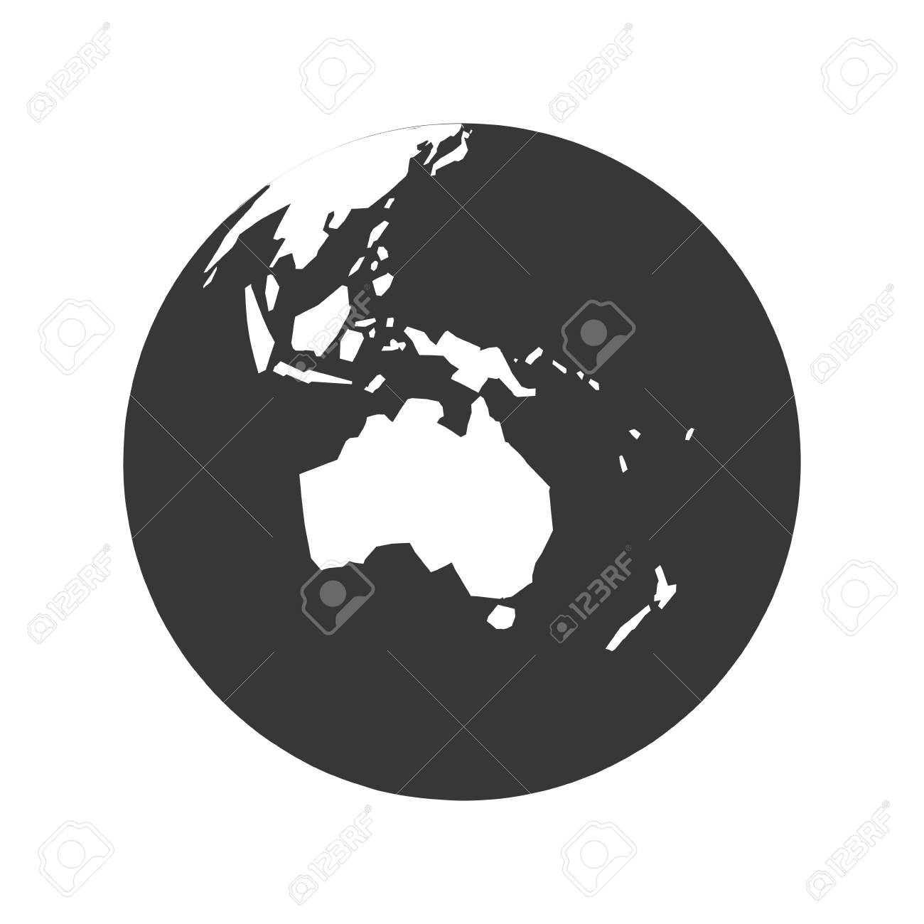 地球地図地球世界球シルエット アイコン 分離とフラットの図 ベクター グラフィックのイラスト素材 ベクタ Image