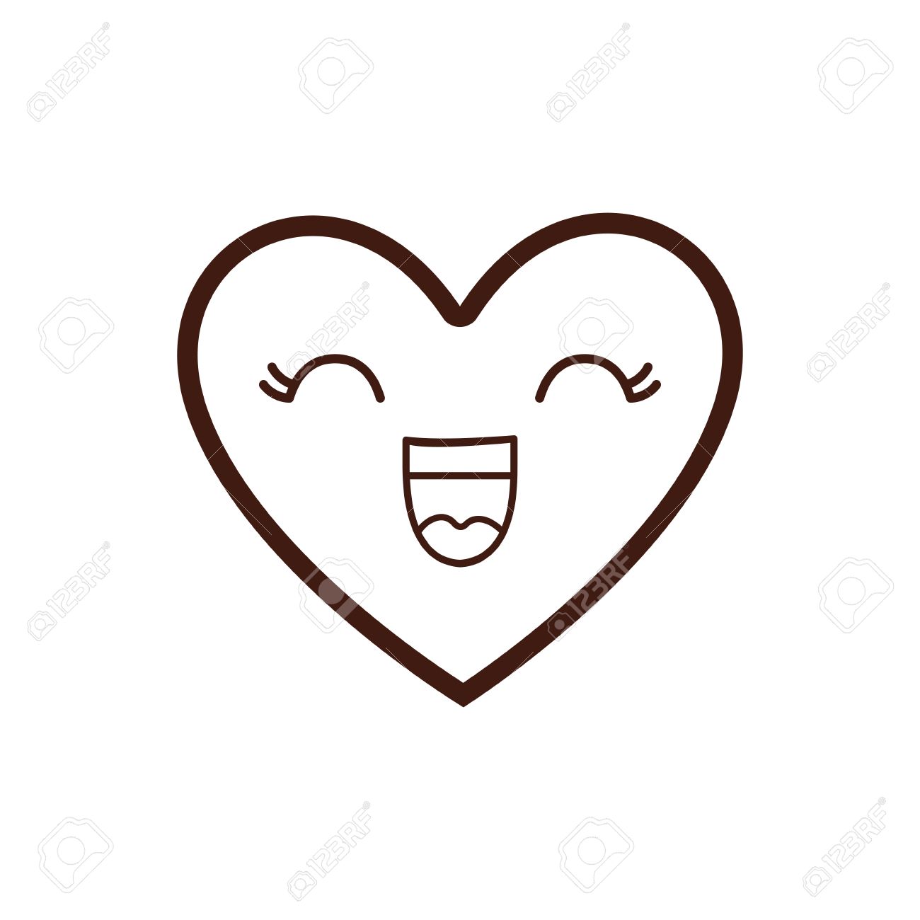 Kawaii Feliz De La Cara Del Corazon Icono De La Expresion De