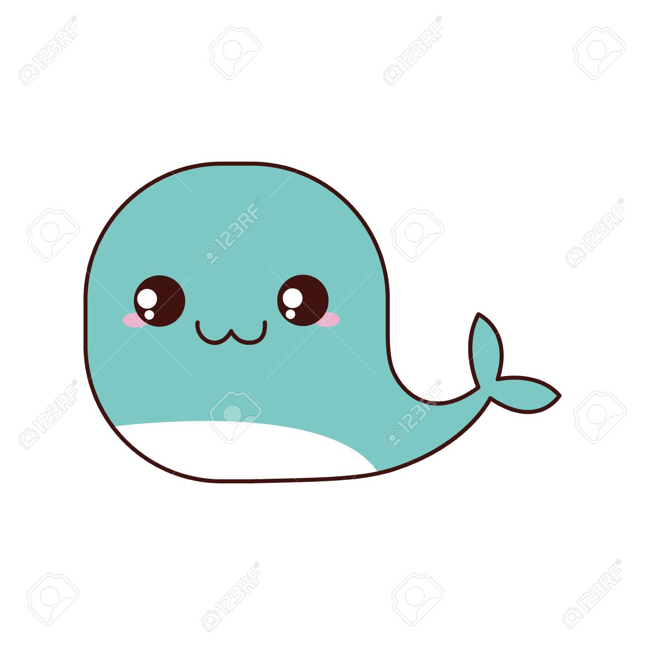 Baleine Kawaii Mignon Animal Petite Icone Illustration Isolee Et Plane Clip Art Libres De Droits Vecteurs Et Illustration Image 64099462
