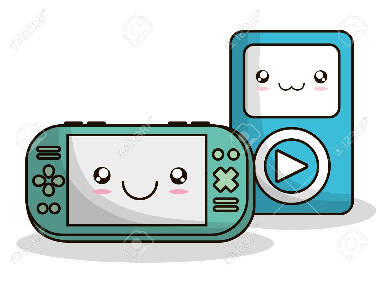 Control De Videojuegos Mp3 De Dibujos Animados Kawaii Icono De La  Tecnología De La Sonrisa. Diseño Colorido Y Plana. Ilustración Vectorial  Ilustraciones Svg, Vectoriales, Clip Art Vectorizado Libre De Derechos.  Image 61600849.