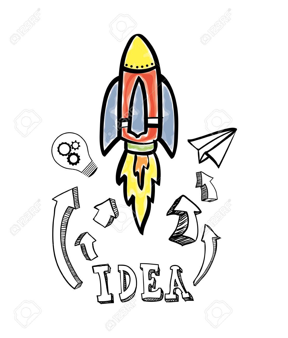 gluehbirne einfach zeichnen, raketen glühbirne paperplane große und tolle idee kreativität icon, Design ideen