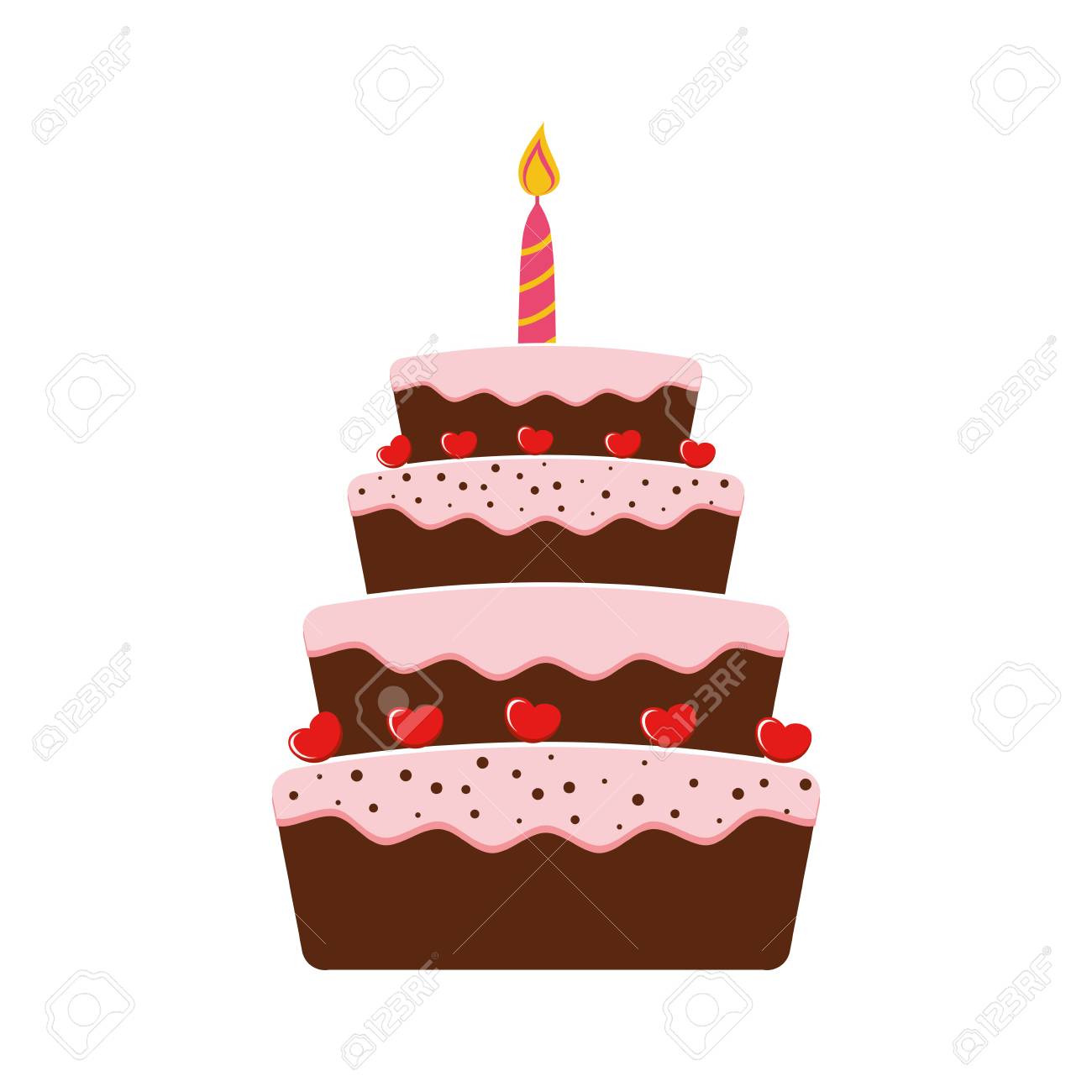 Gateau Bougie Fete Creme Boulangerie Anniversaire Icone Illustration Isolee Et Plane Graphique Vectoriel Clip Art Libres De Droits Vecteurs Et Illustration Image