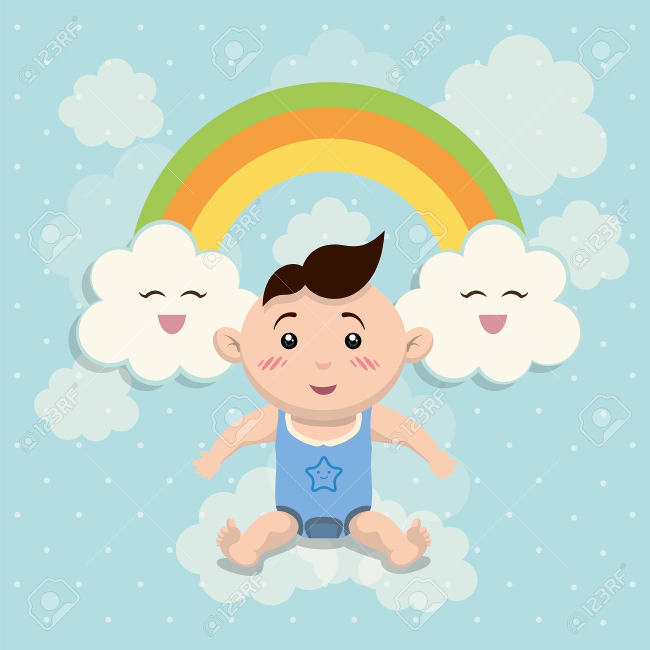 Icone De Dessin Anime Et Arc En Ciel De Bebe Carte D Invitation De Douche De Bebe Design Colore Illustration Vectorielle Clip Art Libres De Droits Vecteurs Et Illustration Image