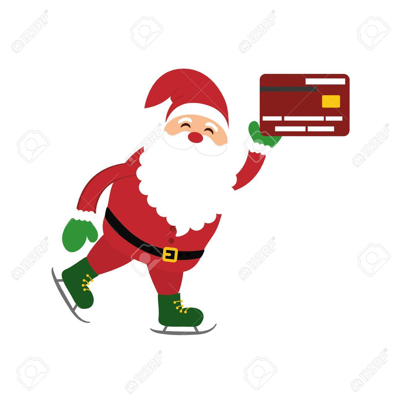 santa cartoon and credit card icon merry christmas season