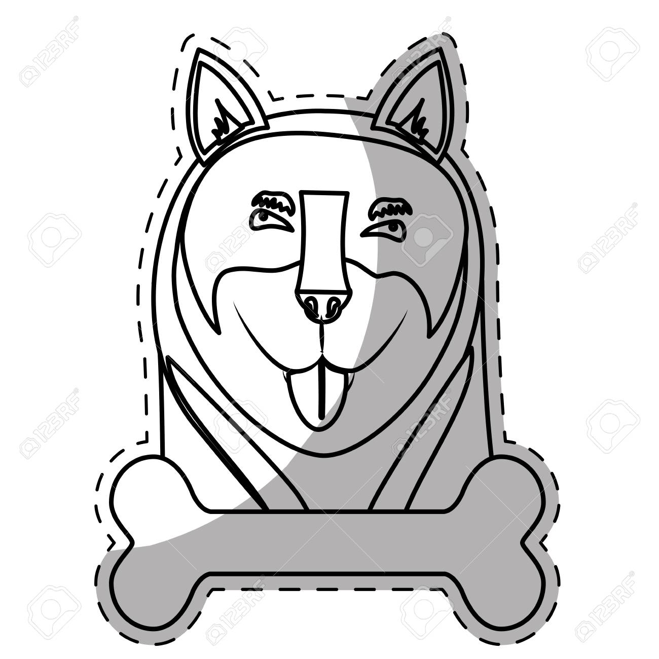 ハスキー犬の品種のエンブレム アイコン画像ステッカー ベクトル イラスト デザイン のイラスト素材 ベクタ Image