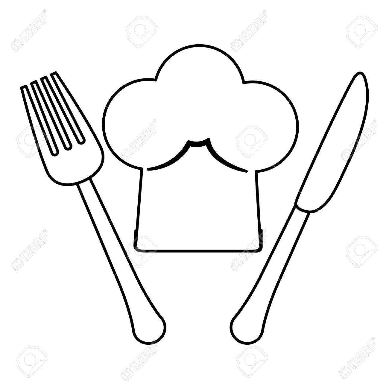 図フォークとナイフ シェフ帽子 ベクトル図 のイラスト素材 ベクタ Image