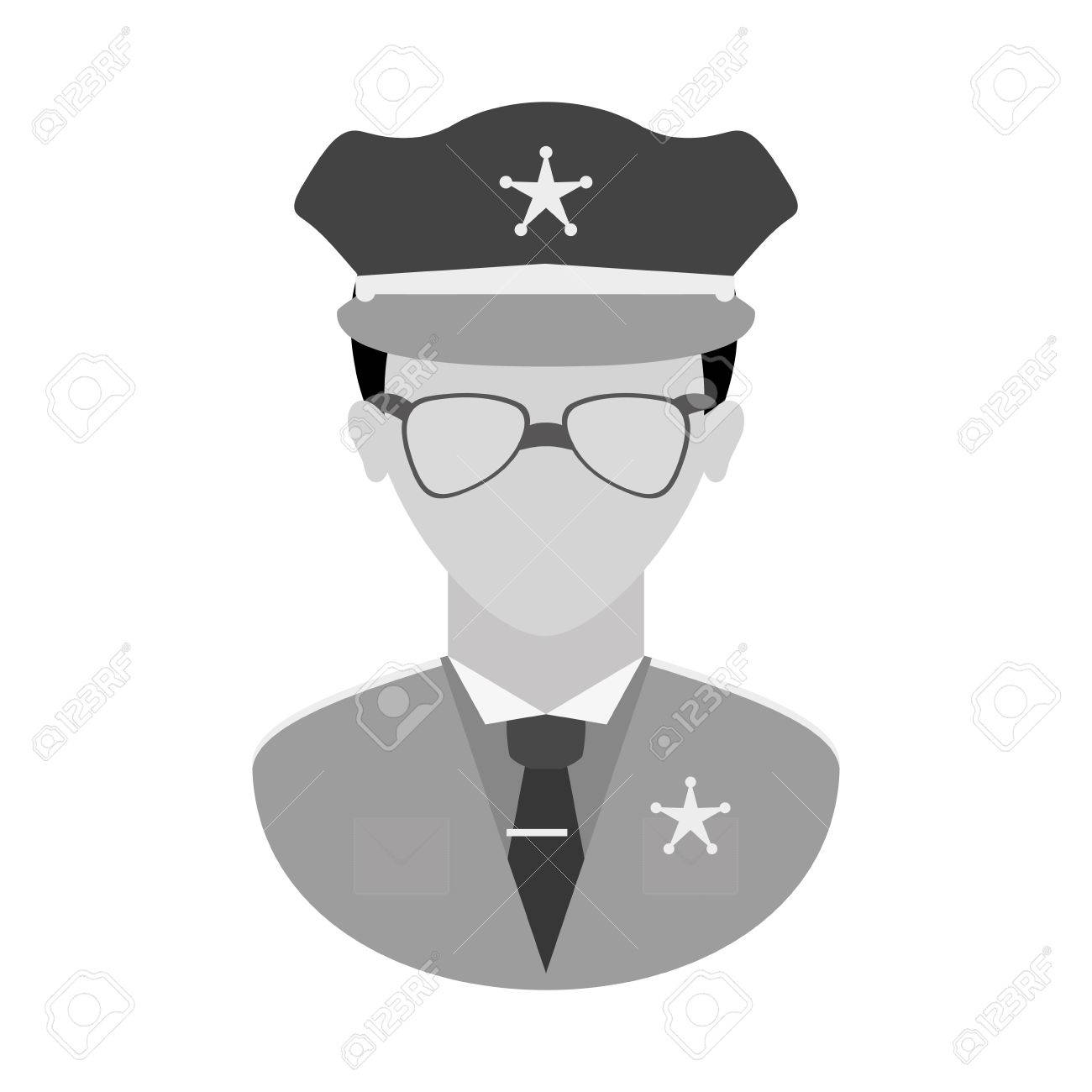 警察官グレースケール アイコン ベクトル図 のイラスト素材 ベクタ Image