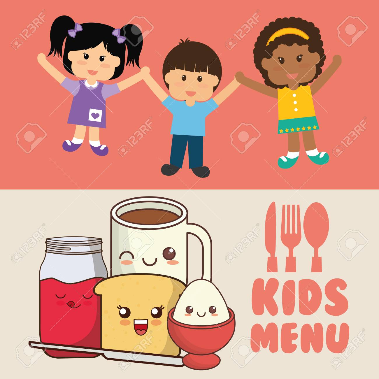 子供のメニューの食事食事健康的なベクトル イラスト Eps 10のイラスト素材 ベクタ Image