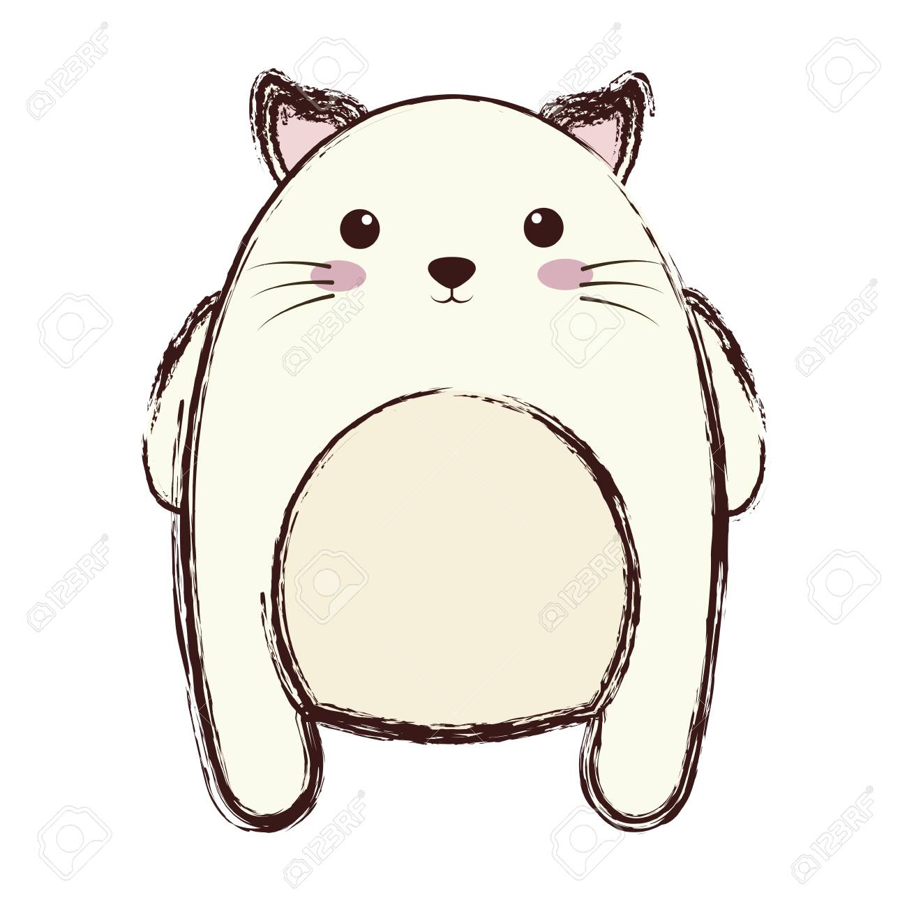 Icono De Gato Kawaii Animal Sobre Fondo Blanco Diseno Colorido