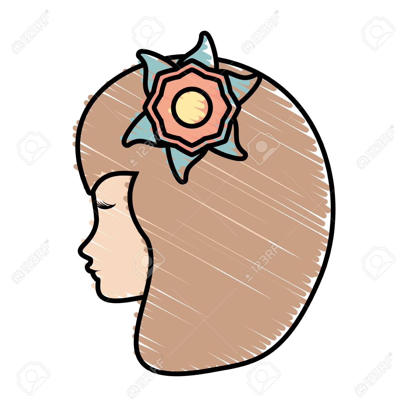 かわいいプロフィール女性アバター花ベクトル イラスト Eps 10の