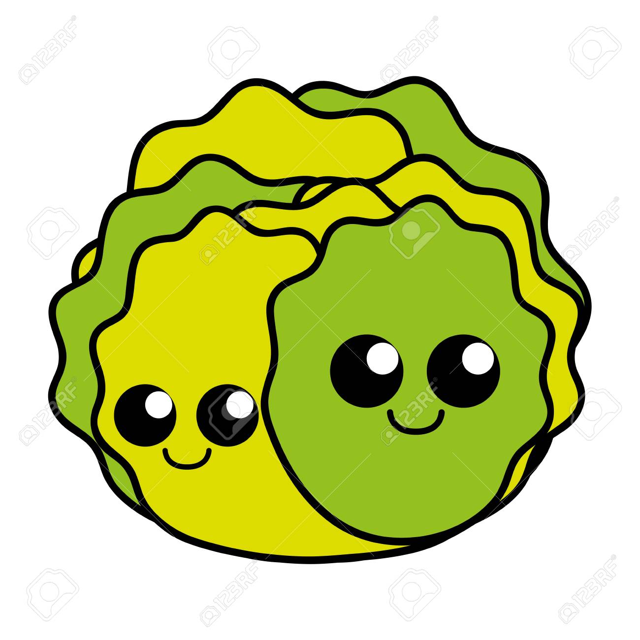 白い背景の上のかわいいレタス野菜アイコン のイラスト素材 ベクタ Image