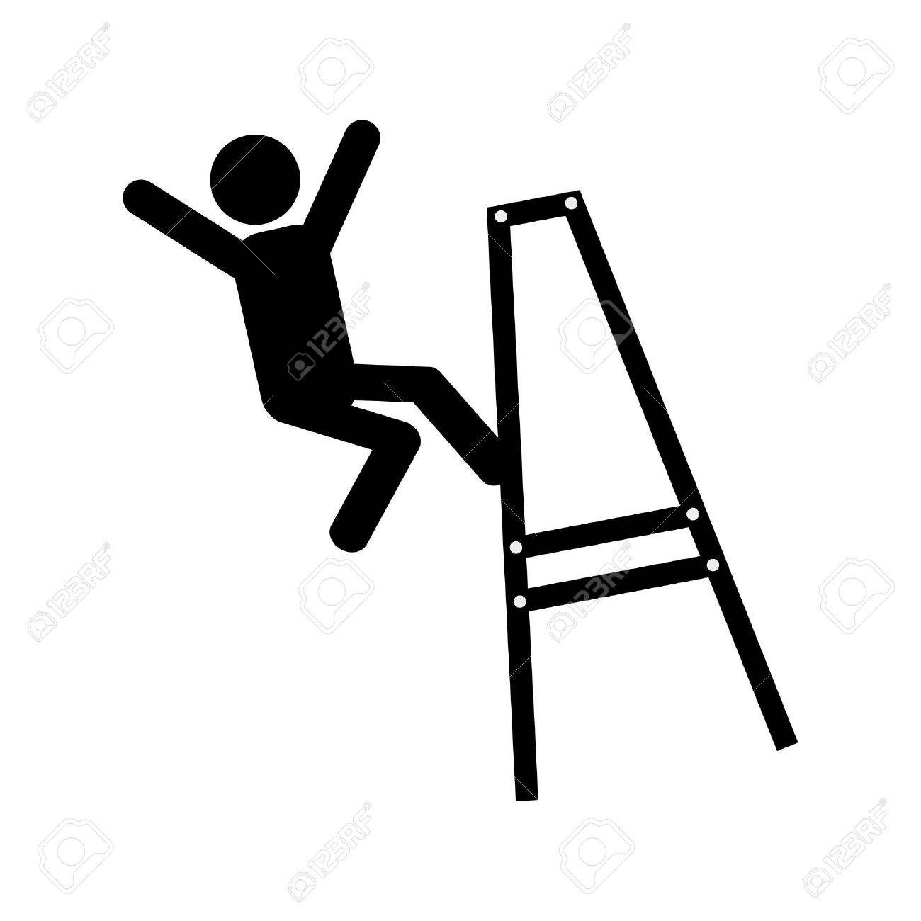 Piktogramm Mann Der Von Einer Leiterikone Uber Weissem Hintergrund Fallt Vektor Illustration Lizenzfrei Nutzbare Vektorgrafiken Clip Arts Illustrationen Image 77908814
