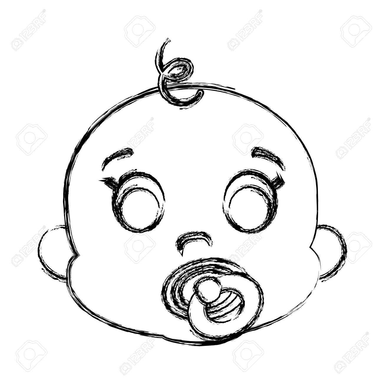 かわいい赤ちゃん男の子顔アイコン白背景の上 ベクトル図のイラスト素材 ベクタ Image