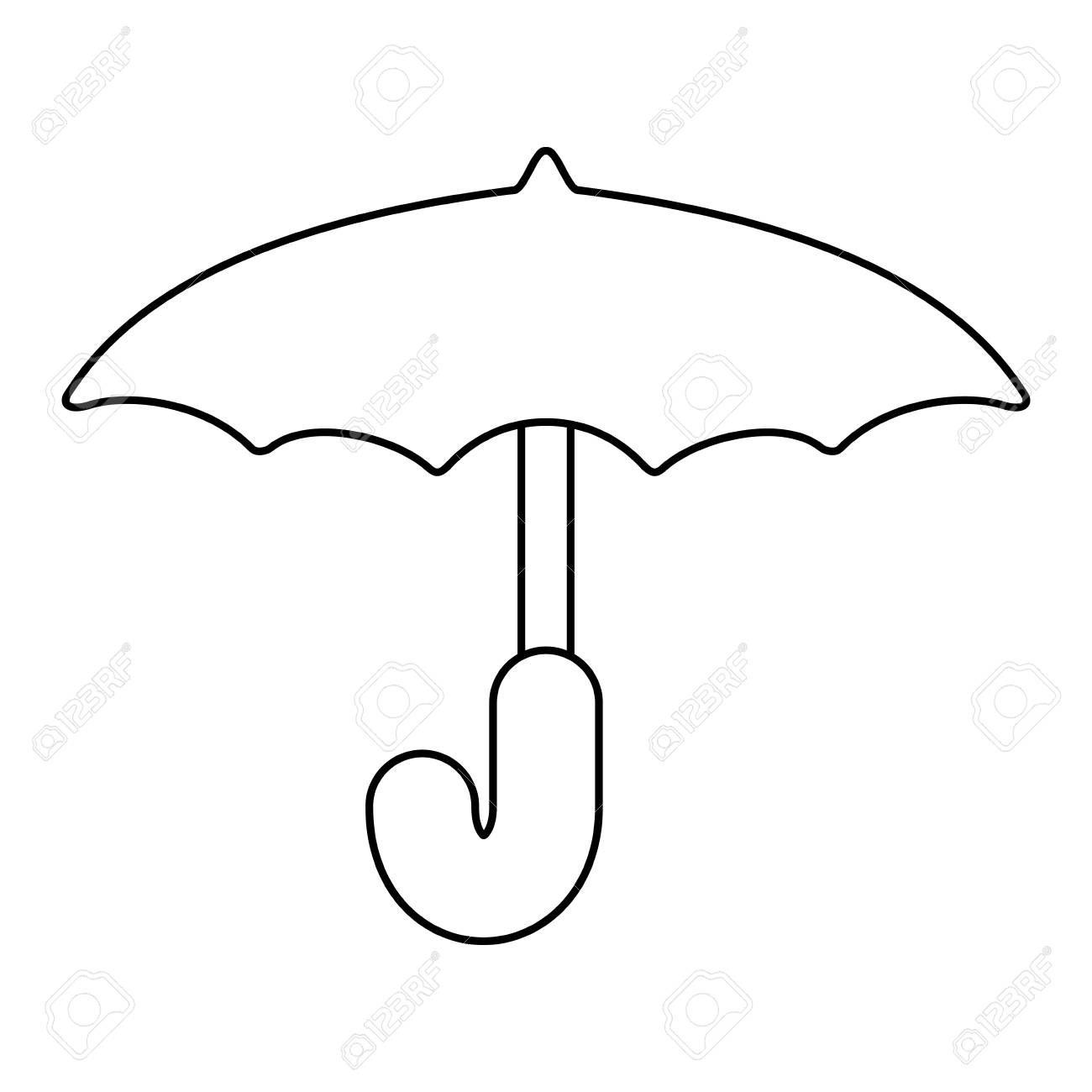 line cute umbrella to protection of weather vector illustration