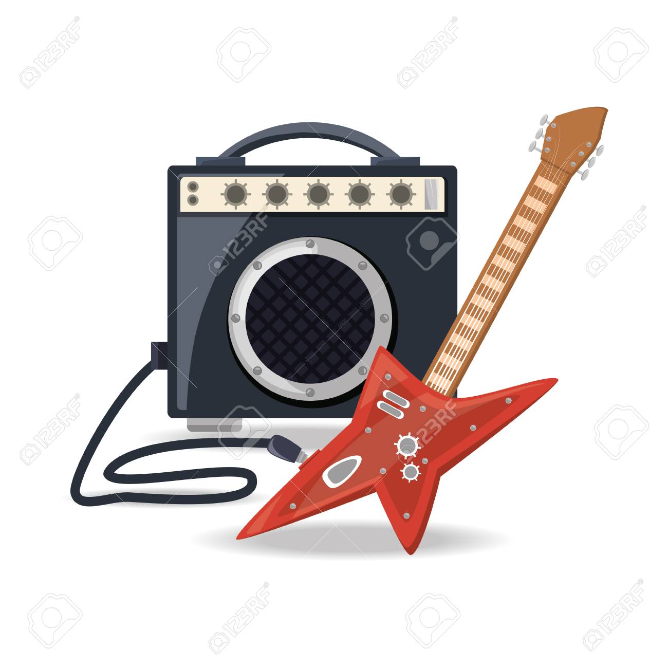 エレク トリック ギター アンプ スピーカー音楽ベクトル図付けのイラスト素材 ベクタ Image