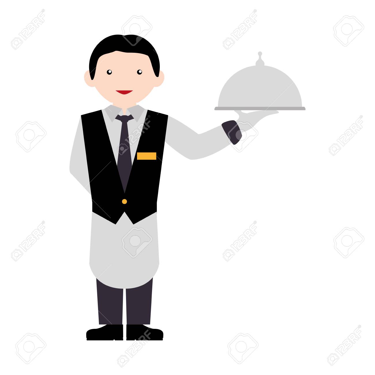 Waiter Man Cartoon Icon Vector Illustration Graphic Design Royalty ...
