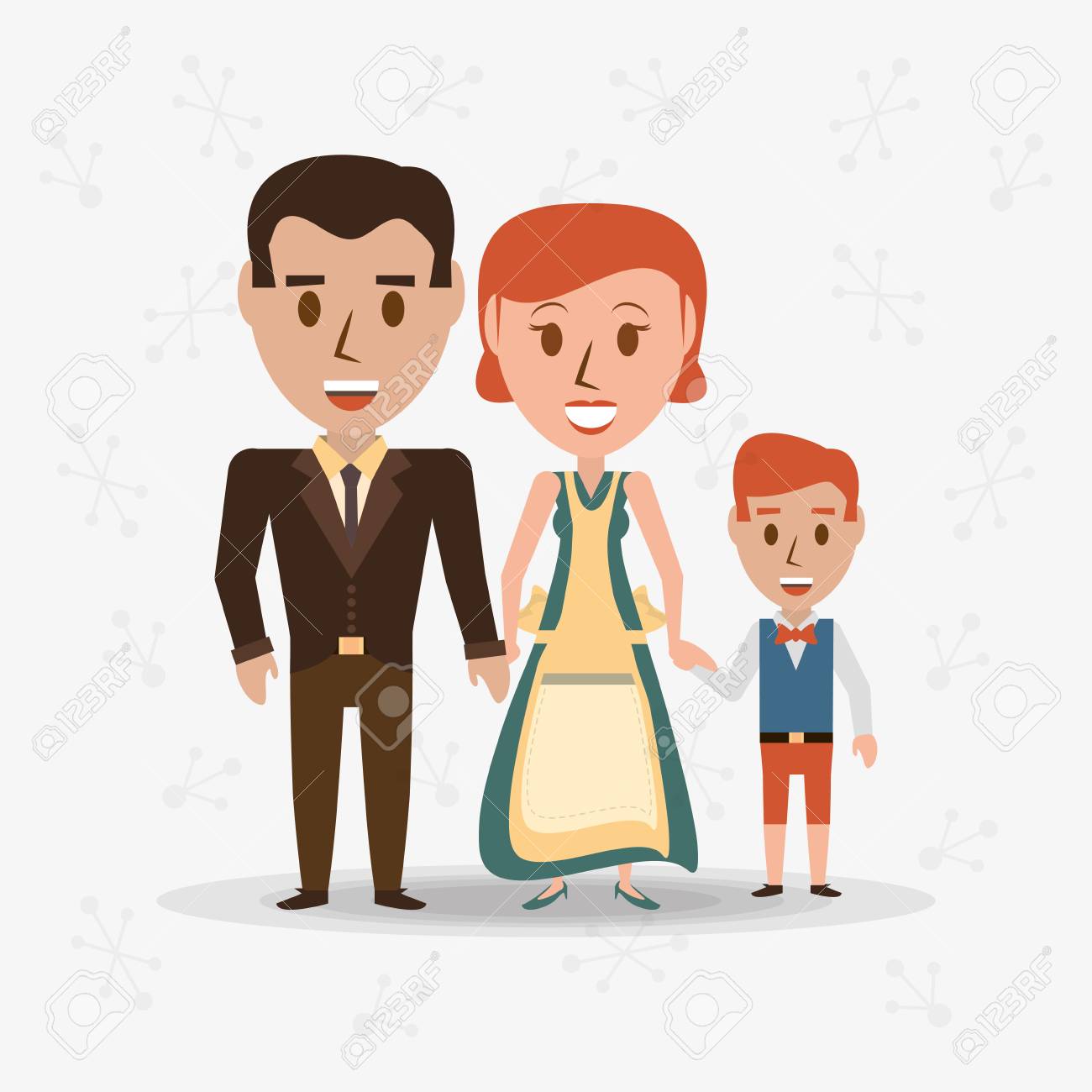 自分の息子を持つレトロな家族親ベクトル イラストのイラスト素材 ベクタ Image