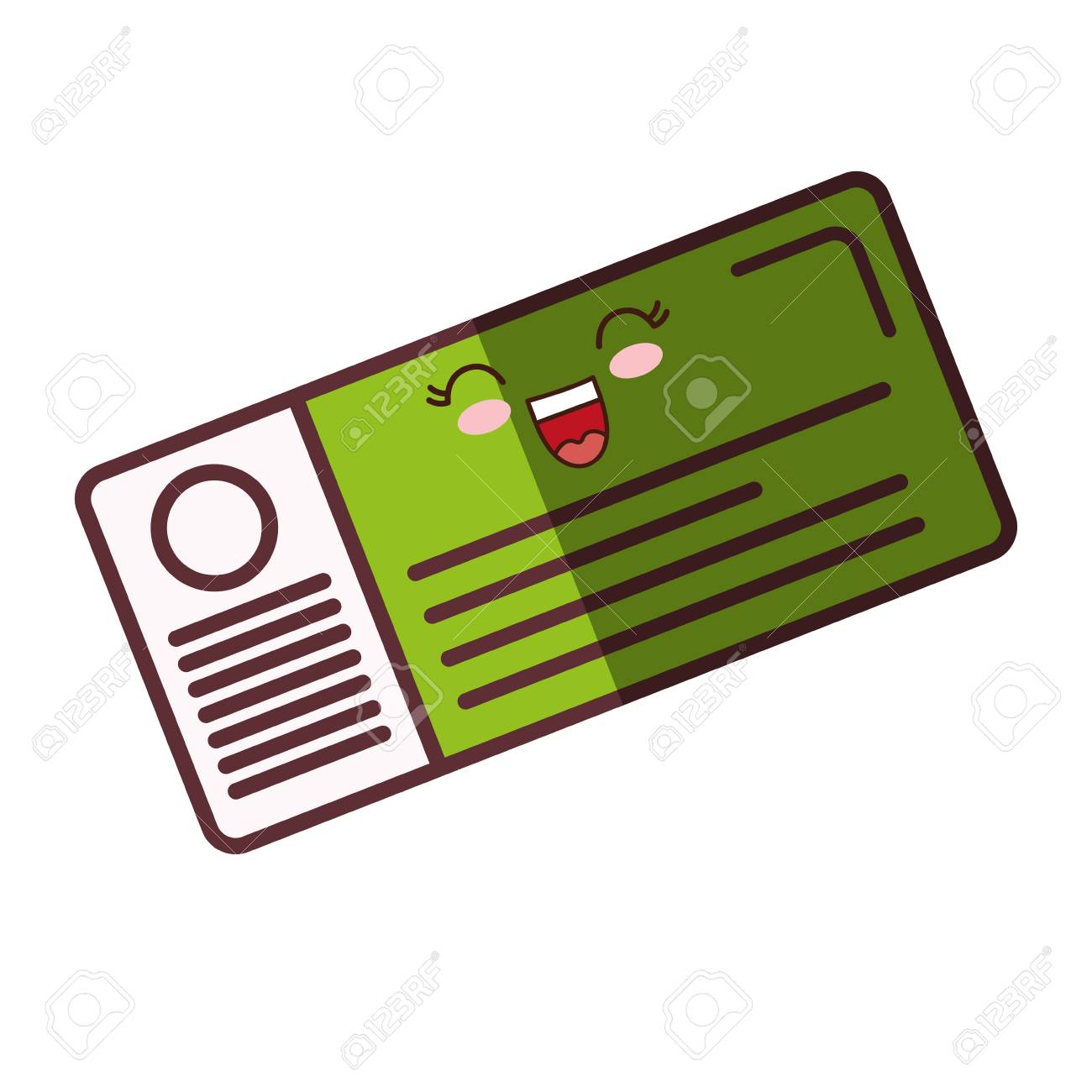 白地カラフルなデザインのベクトル図をかわいい飛行機チケットのアイコンのイラスト素材 ベクタ Image