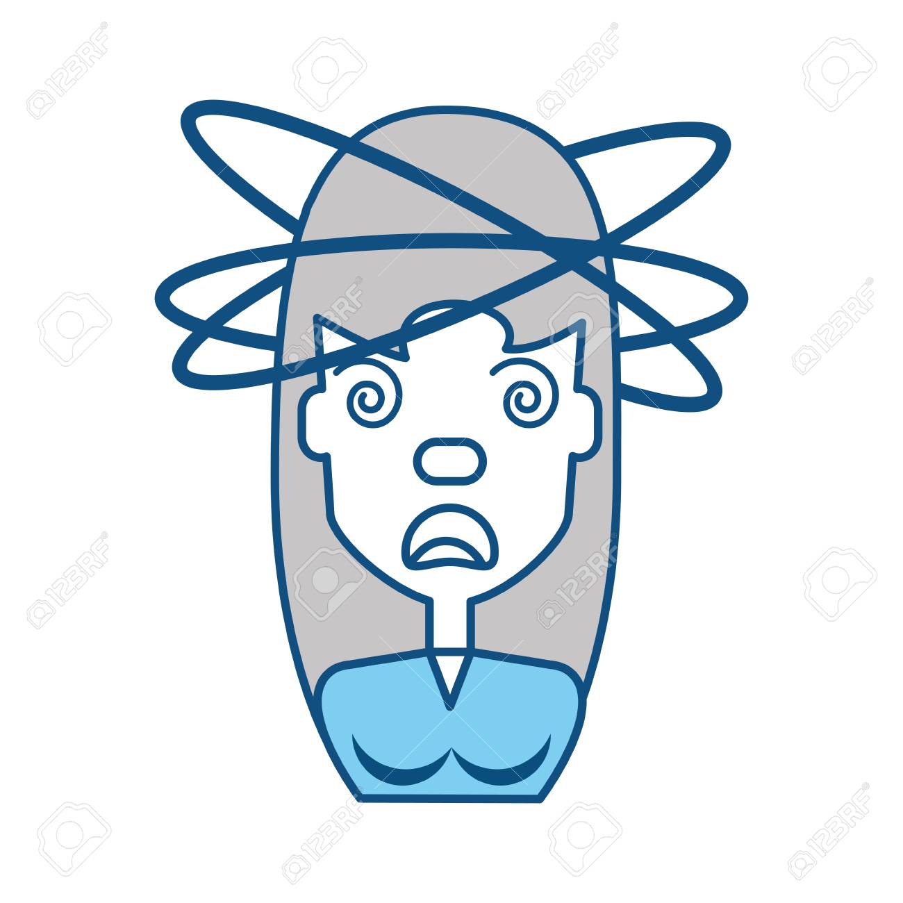 ホワイト バック グラウンド アイコンに狂った女漫画のイラスト素材 ベクタ Image