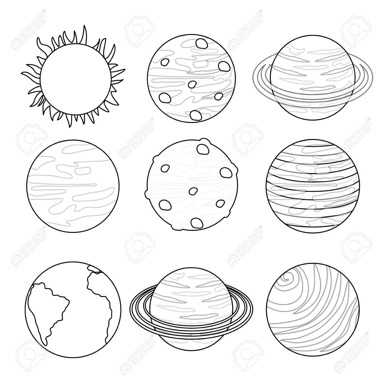 惑星太陽と月ホワイト バック グラウンドでシステム太陽のアイコンのベクトル イラストのイラスト素材 ベクタ Image 6336
