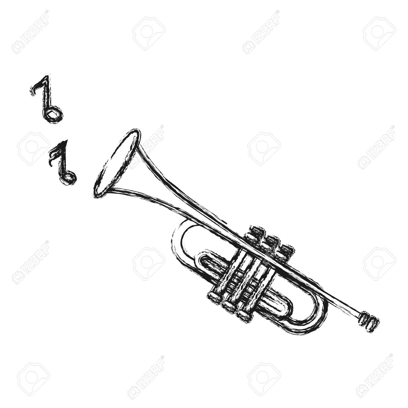 白い背景のベクトル図をトランペット楽器アイコンのイラスト素材 ベクタ Image