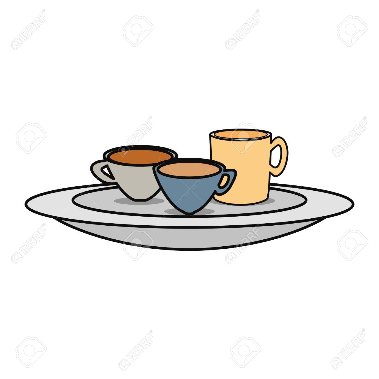 コーヒー飲み物アイコン白背景ベクトル イラスト上のトレイのイラスト素材 ベクタ Image