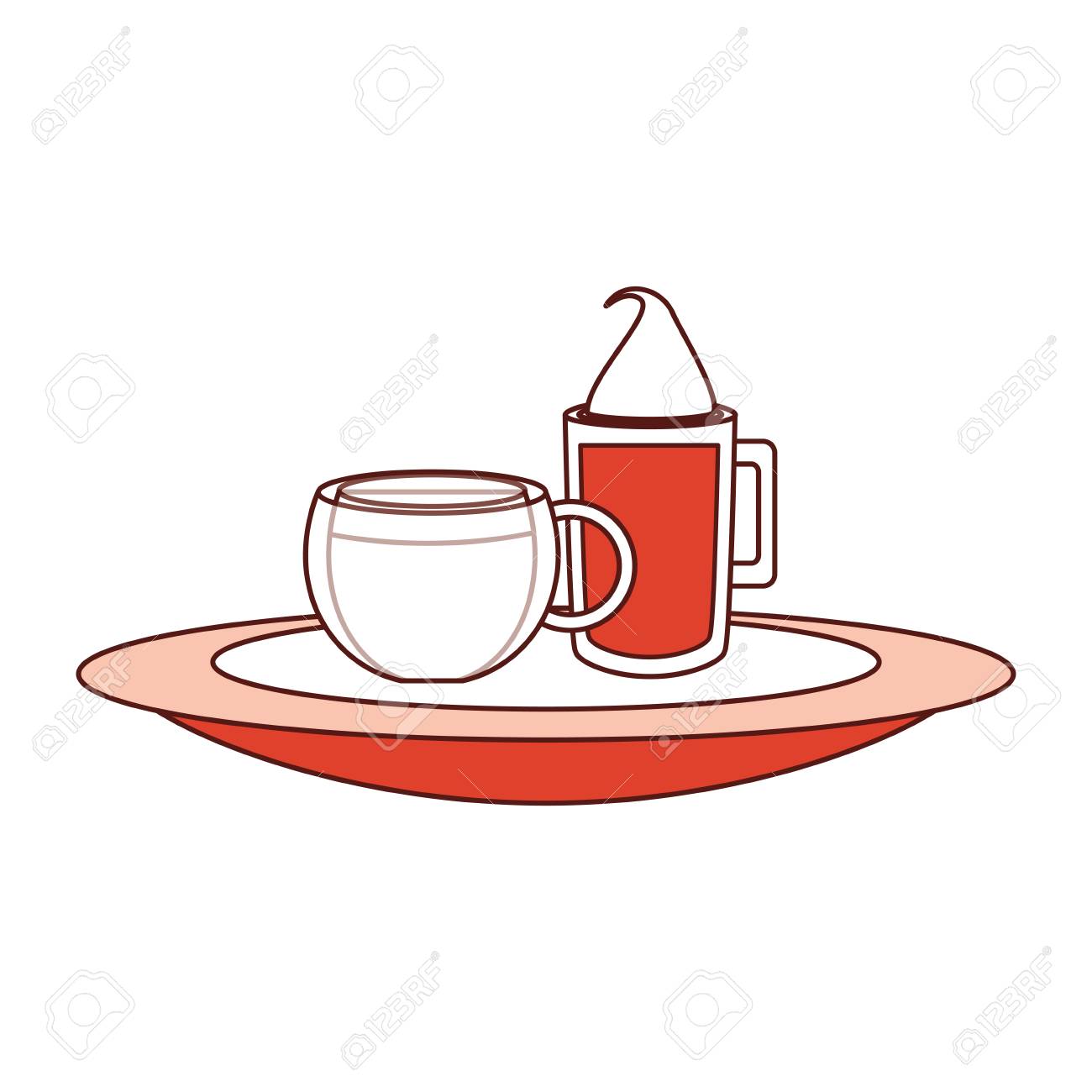 コーヒー飲み物アイコン白背景ベクトル イラスト上のトレイのイラスト素材 ベクタ Image