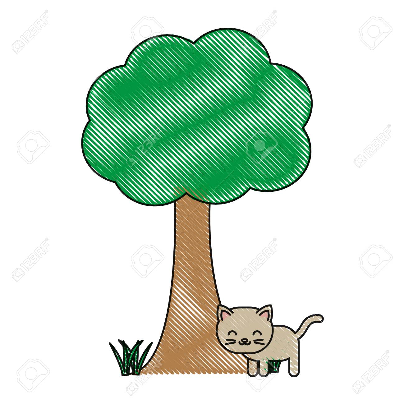cat under tree