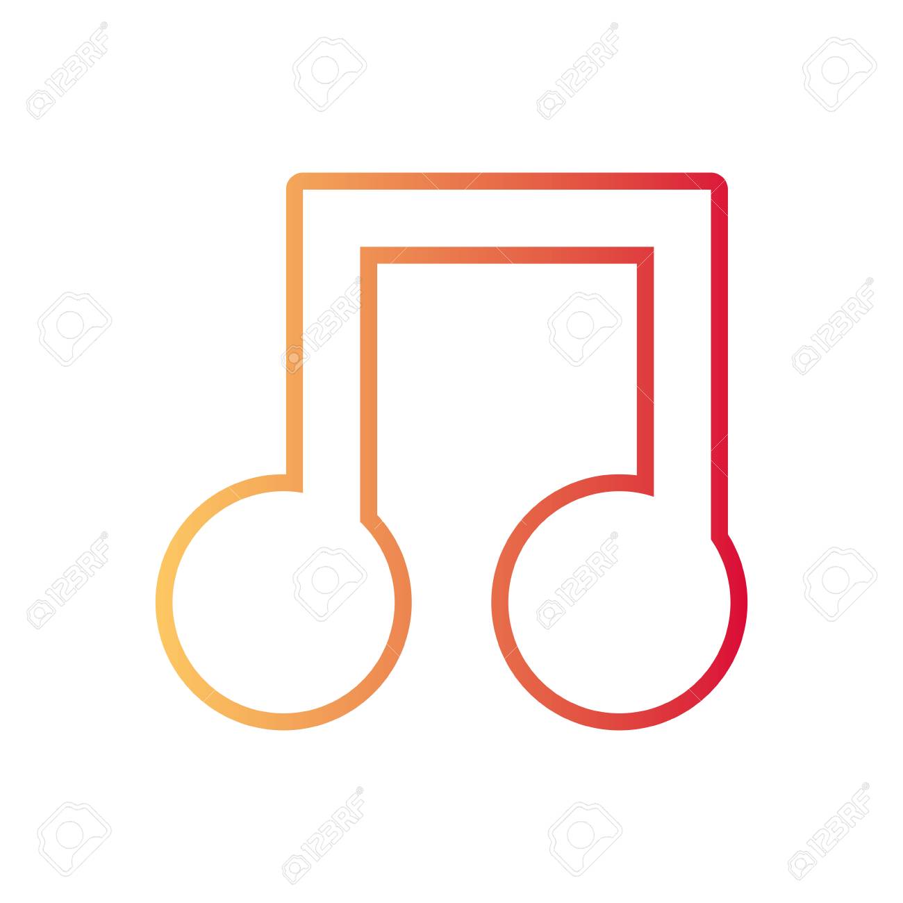 flat line colored musical note over white background vector