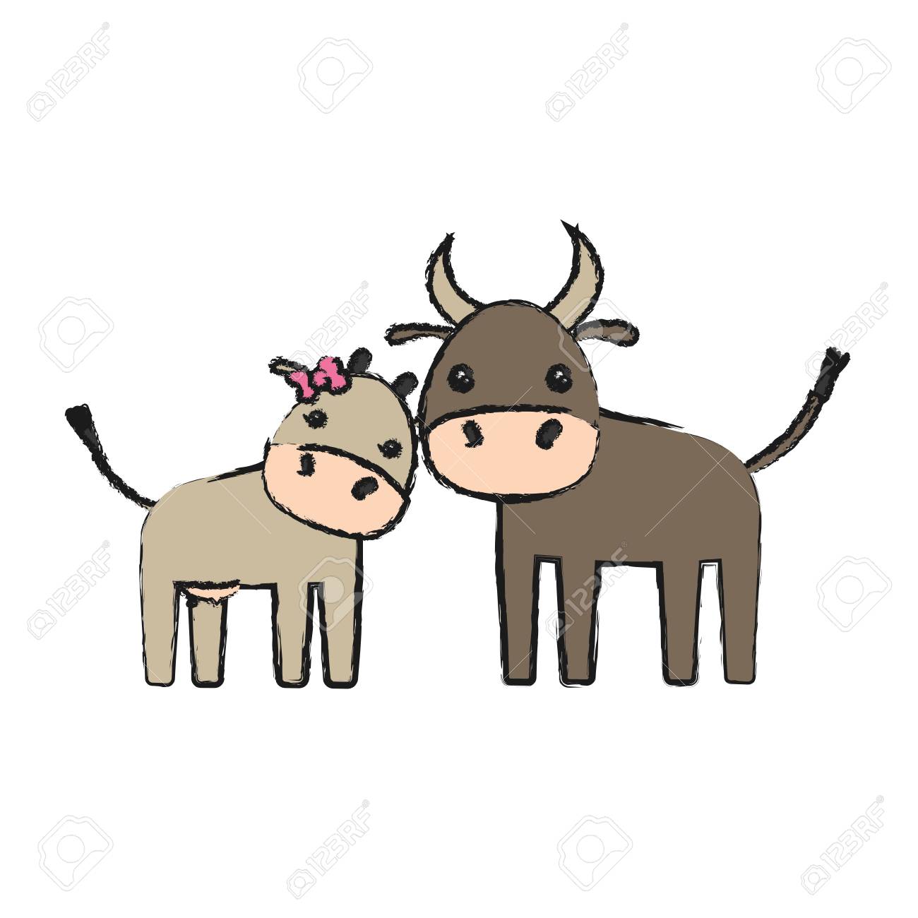 牛アイコン白背景ベクトル イラスト上のかわいいカップル のイラスト素材 ベクタ Image 39