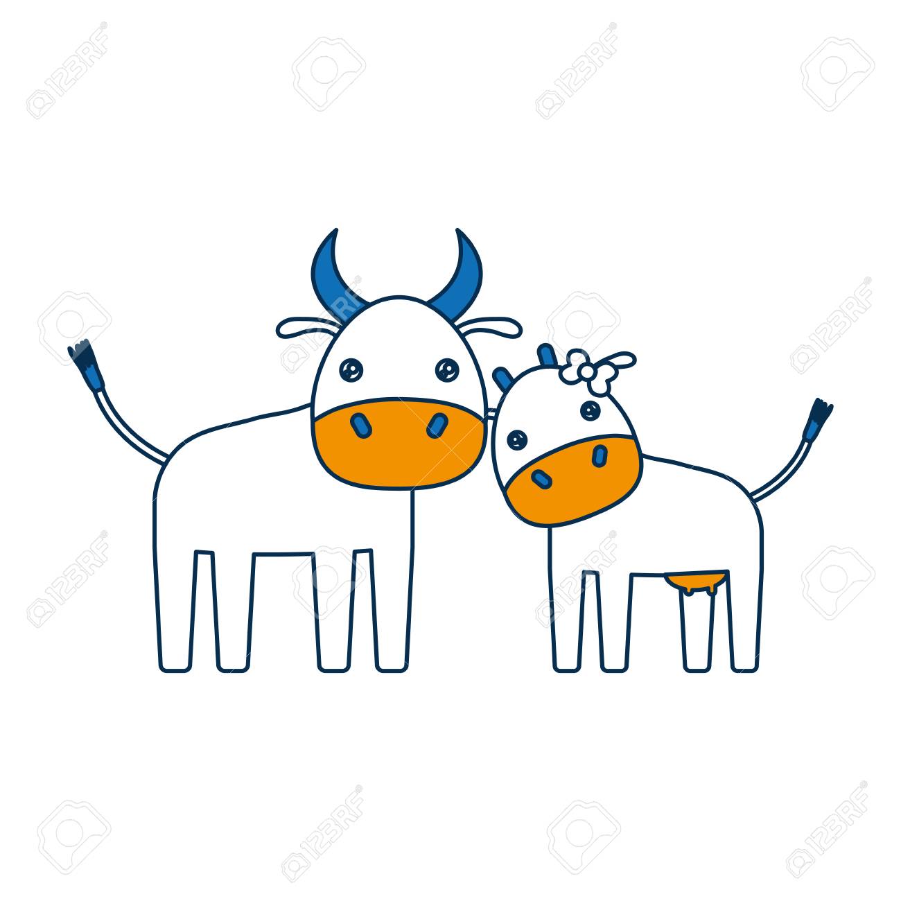 牛アイコン白背景ベクトル イラスト上のかわいいカップル のイラスト素材 ベクタ Image 8795