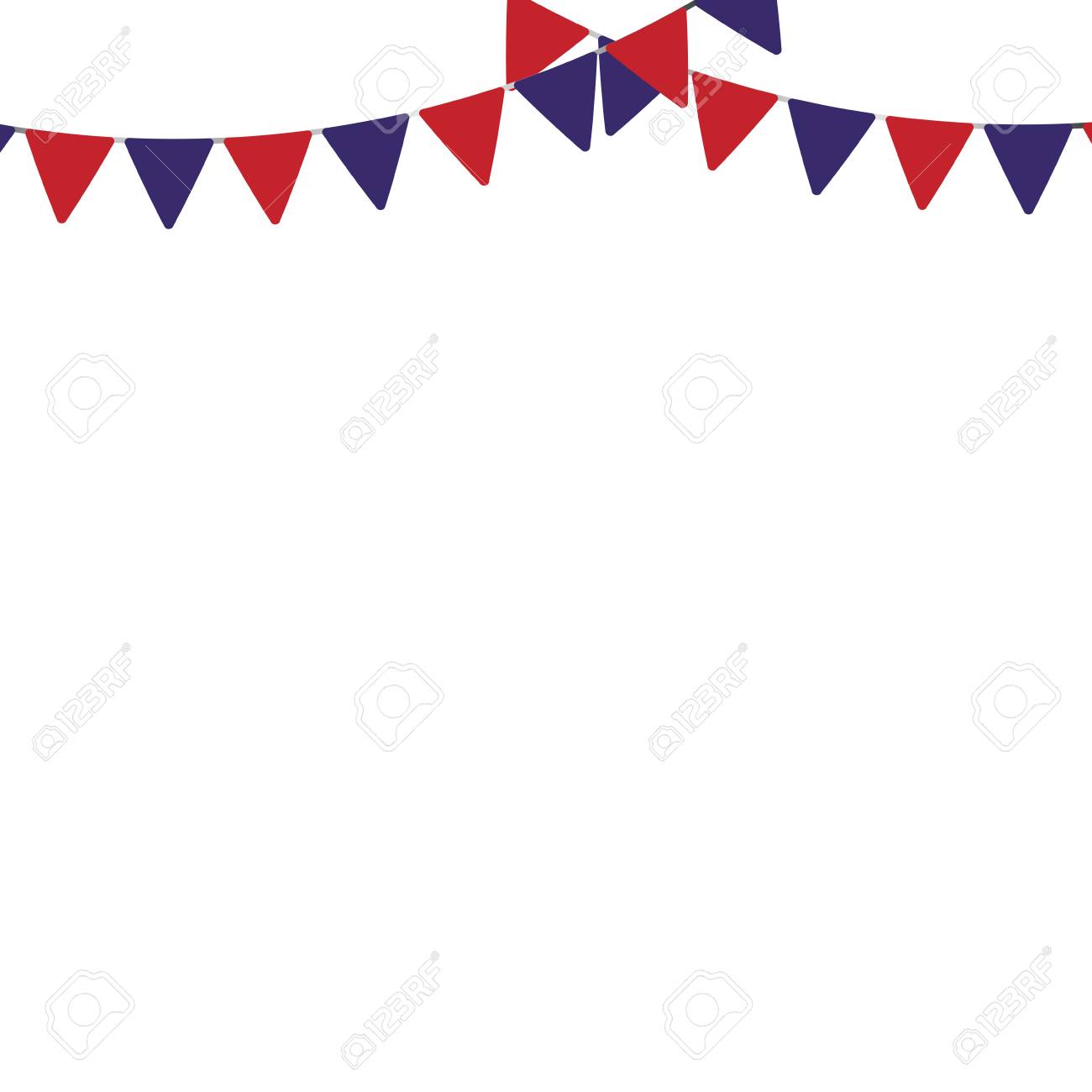 Decorative Red And Blue Pennants Icon Over White Background Vector
