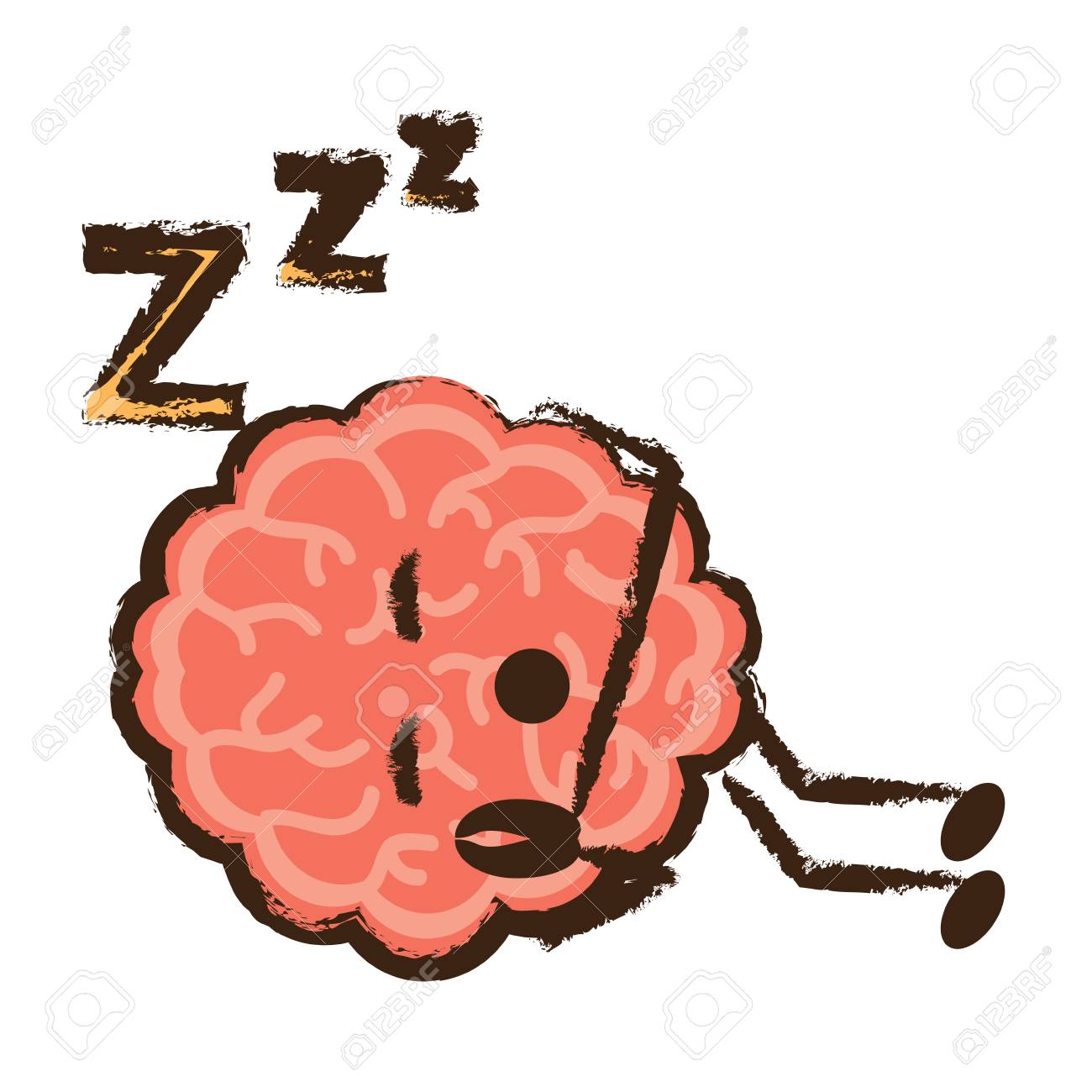 白い背景の上にかわいい脳睡眠アイコンカラフルなデザインベクトルイラストのイラスト素材 ベクタ Image