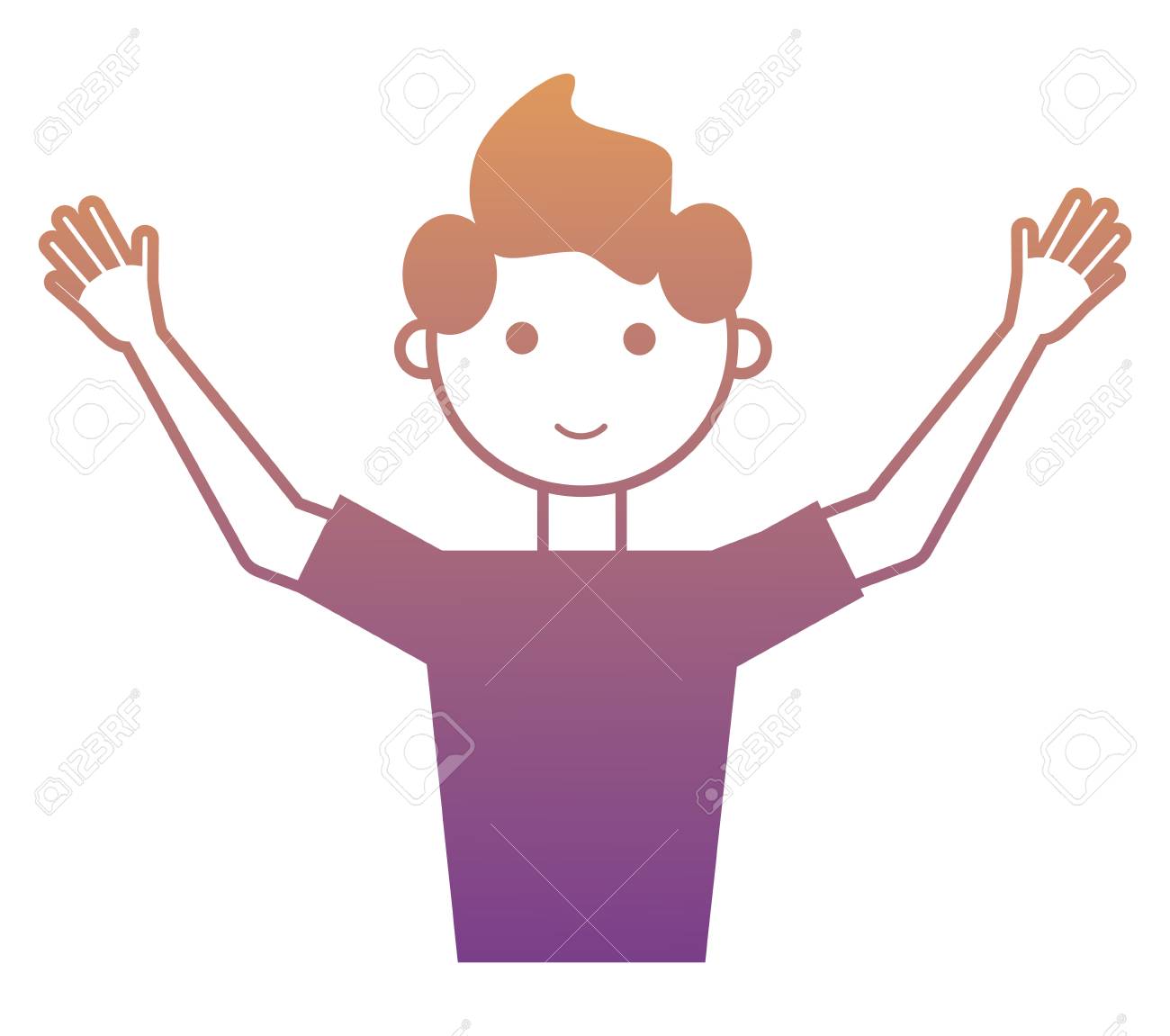 A Cartoon Man With Arms Up Icon Over White Background Colorful Design  Vector Illustration Royalty Free SVG, Cliparts, Vectors, and Stock  Illustration. Image 93441405., image size:1300x1151