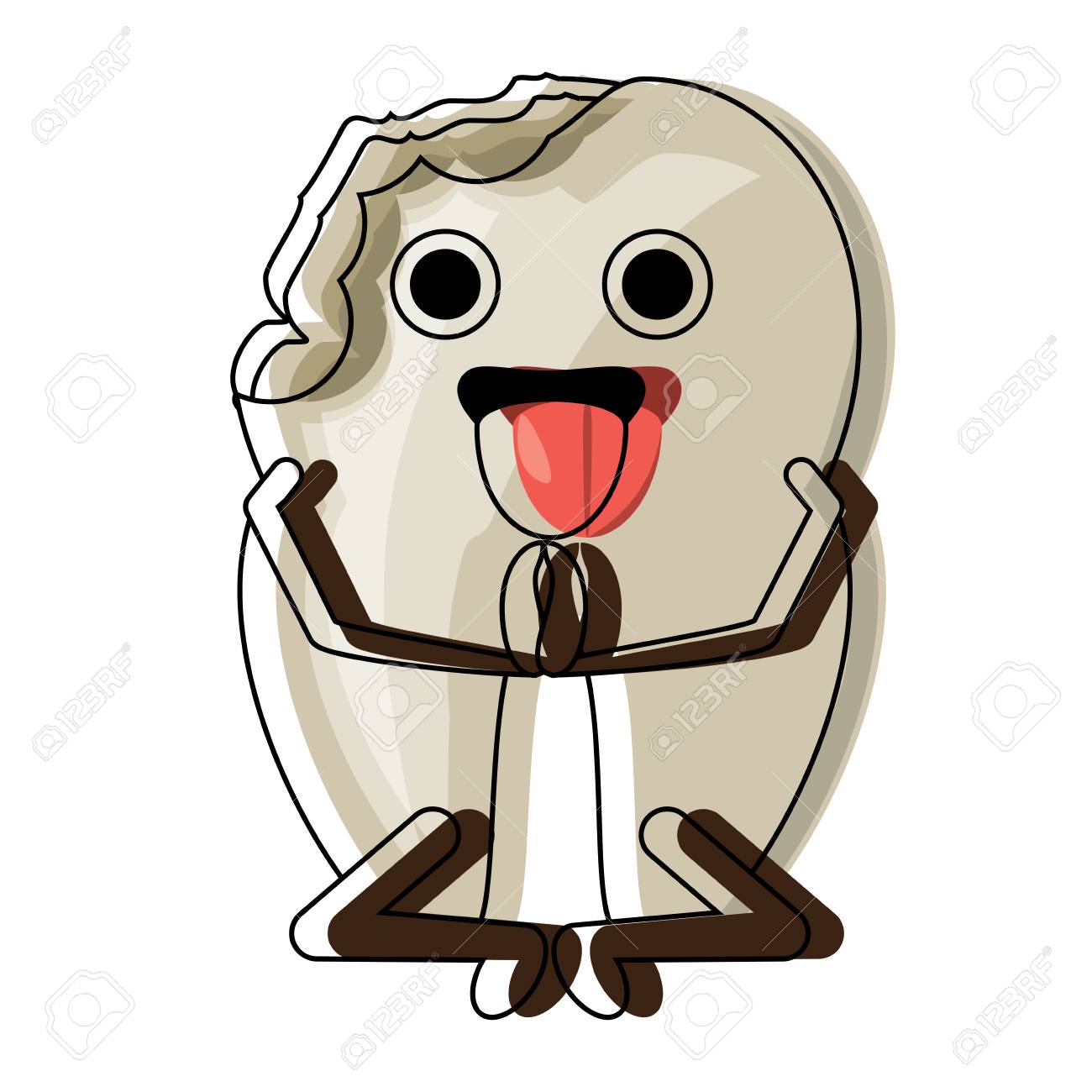 カワイイは白い背景の上にヨガをしてリラックスした歯カラフルなデザインベクトルイラスト のイラスト素材 ベクタ Image