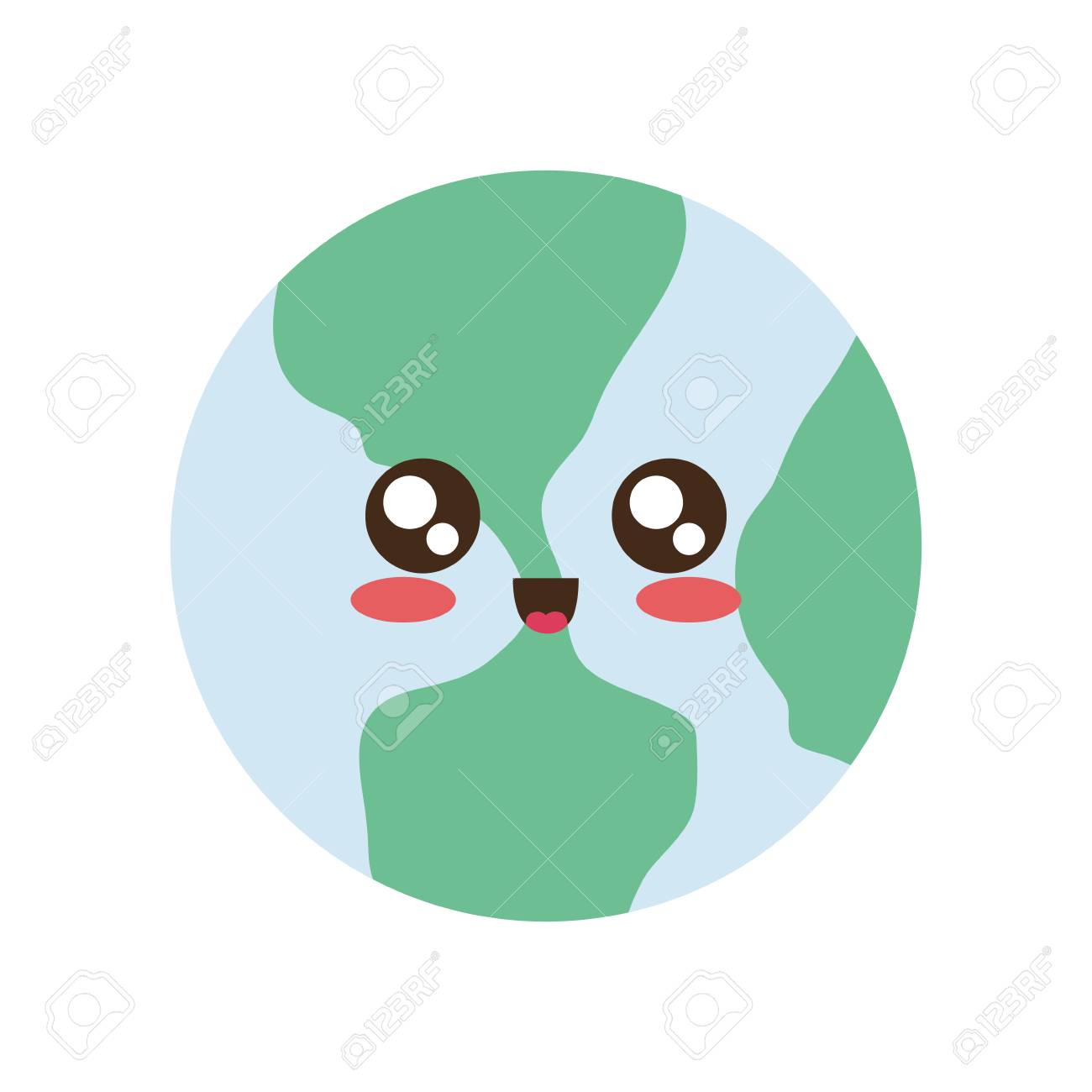 白い背景ベクトルのイラスト可愛い上に惑星地球に着色 のイラスト素材 ベクタ Image