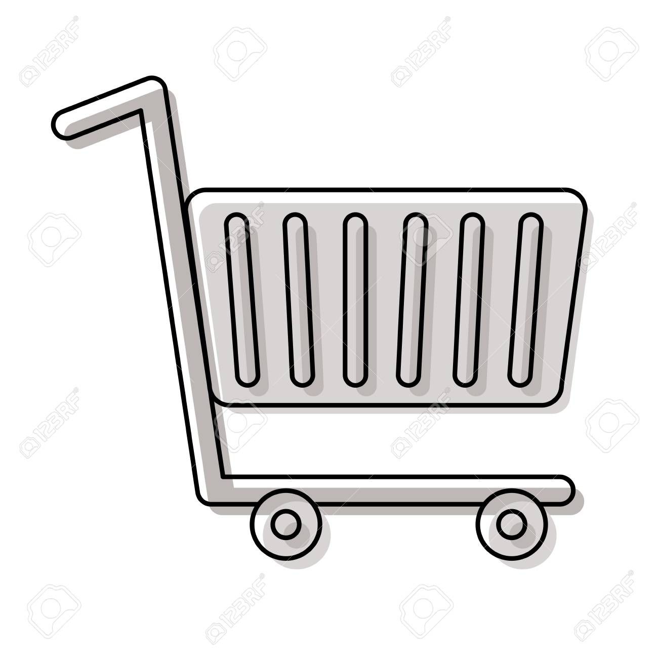 白い背景ベクトルイラストの上に灰色のショッピングカート のイラスト素材 ベクタ Image