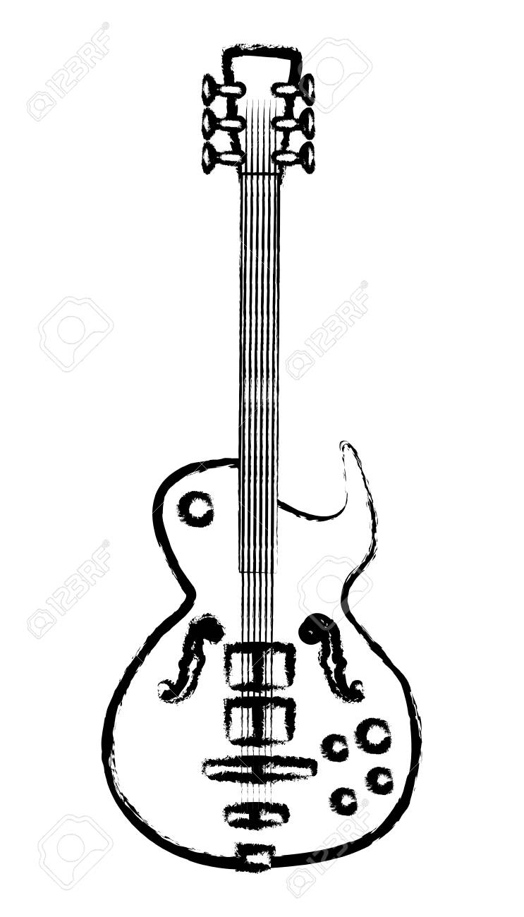 白い背景ベクトルイラストの上にエレキギター楽器のアイコン のイラスト素材 ベクタ Image