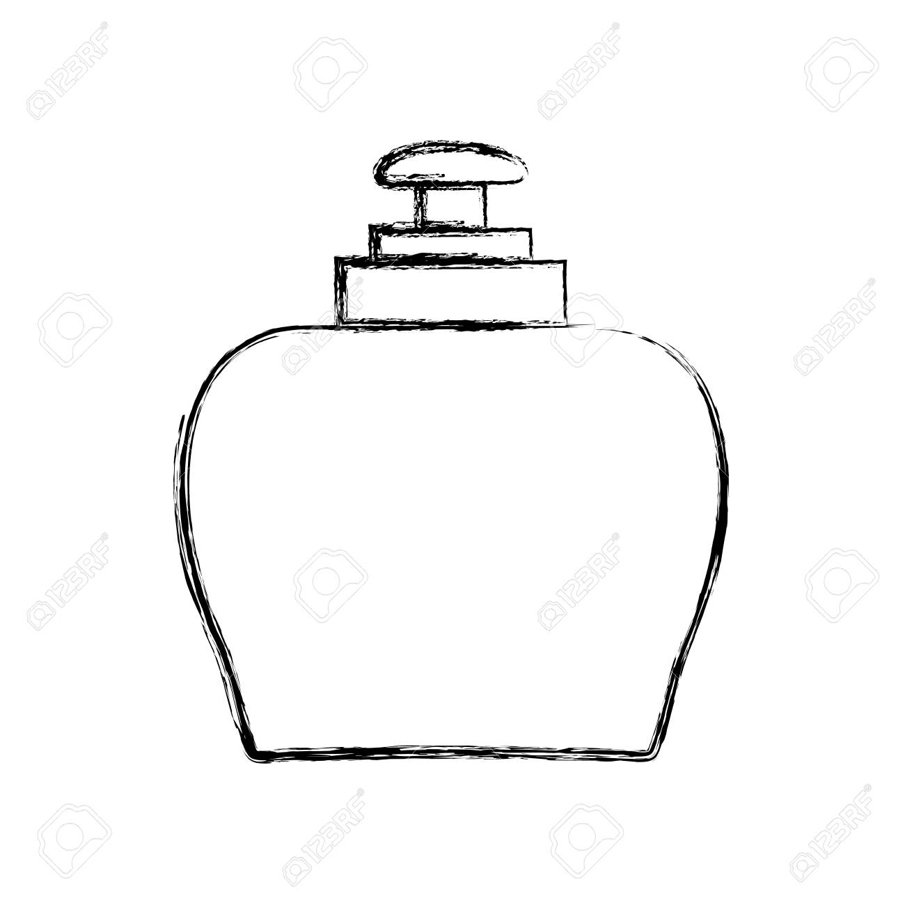 白い背景ベクトルのイラストの上に色のないシャンプーボトルの落書きのイラスト素材 ベクタ Image