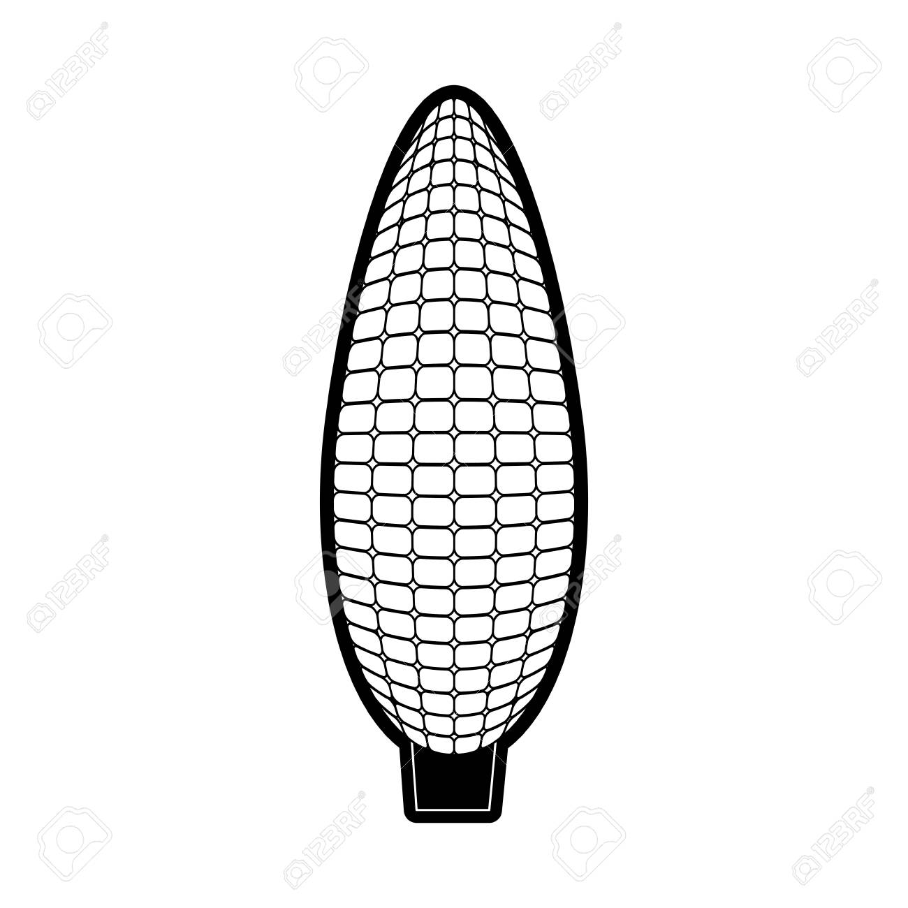 白い背景ベクトルのイラストの上の平らなライン単色トウモロコシのイラスト素材 ベクタ Image